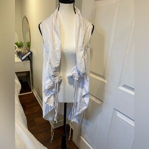 Neon Buddha White Cinch Back Vest | Layering Piece | Boho Lagenlook | Size M